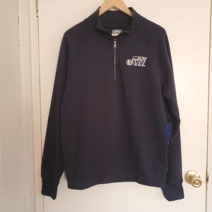 Utah Jazz Mock Neck Pullover Men's L Blue 1/4 Zip NWT